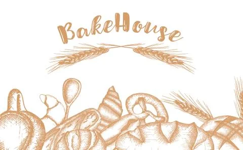 Vector baking hand drawn card design Stock Illustration