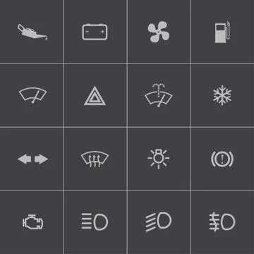 Vector balck car dashboard icons set Stock Illustration
