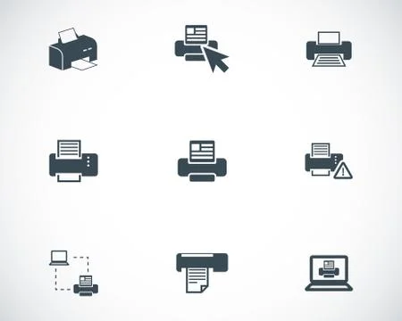 Vector balck printer icons set Stock Illustration