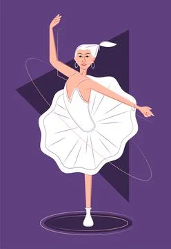 Vector ballerina on one leg in shadow of sharp lines style Stock Illustration