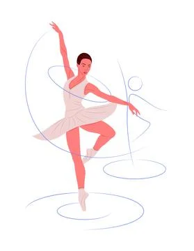 Vector ballerina in shadow of sharp lines style Stock Illustration