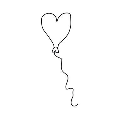 Vector balloon in the form of a heart black line. Romantic decoration Stock Illustration
