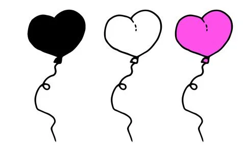 Vector balloon set in the shape of a pink heart. vector set of isolated elements 스톡 일러스트