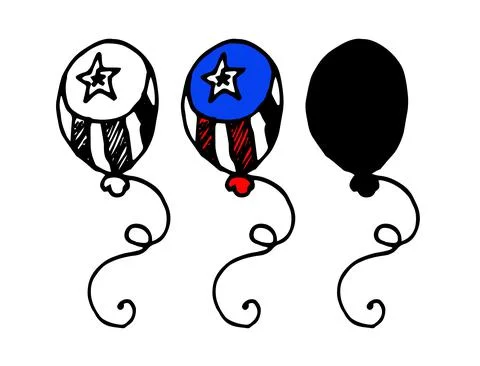 Vector balloon with white and red stripes and a white star on a blue background Stock Illustration