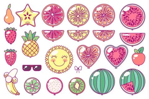 Vector balloons set. Fruit party Illustrazione stock