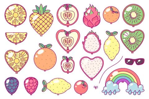 Vector balloons set. Fruit party Stock Illustration