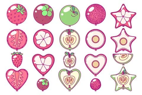 Vector balloons set. Fruit party Stock Illustration