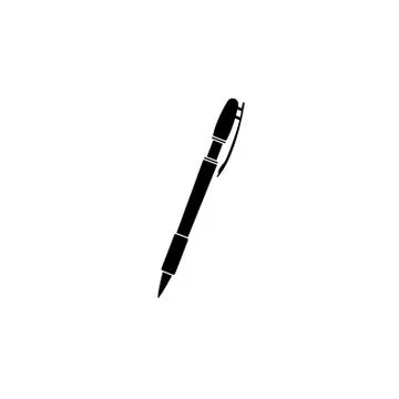 Vector ballpoint pen icon black on white background. Stock Illustration