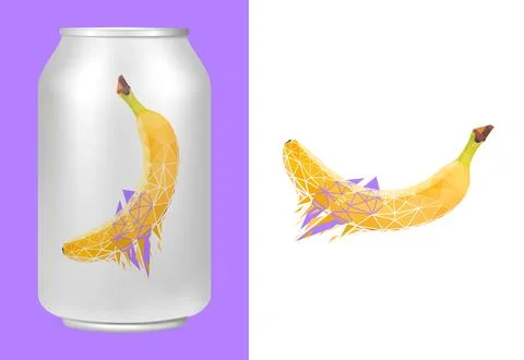 Vector banana in low poly style . Editable illustration Stock Illustration