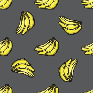 Vector banana seamless pattern. Modern texture. Repeating endless abstract ha Stock Illustration