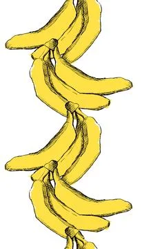 Vector banana seamless pattern vertical border for tropical banner design. Ba Illustrazione stock