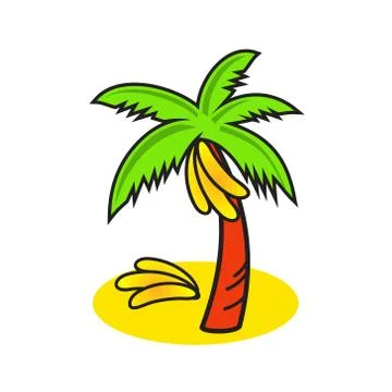 Vector banana tree isolated on white background Stock Illustration