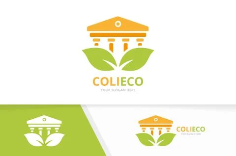 Vector bank and leaf logo combination. Column and eco symbol or icon. Unique Ilustración de archivo