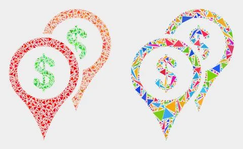Vector Bank Map Markers Mosaic Icon of Triangle Elements Stock Illustration