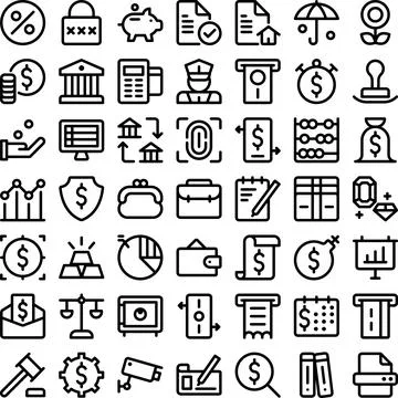 Vector of Banking Bank Icon Set. Perfect for user interface, new application Stock Illustration