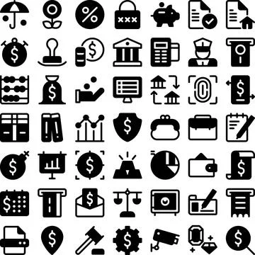 Vector of Banking Bank Icon Set. Perfect for user interface, new application Stock Illustration