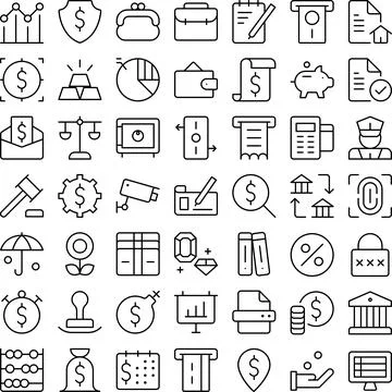 Vector of Banking Bank Icon Set. Perfect for user interface, new application Ilustración de archivo