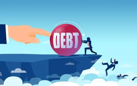 Vector of bankrupt business people falling of the cliff Stock Illustration