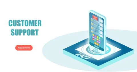 Vector banner of a 24/7 online client support or customer service Stock Illustration