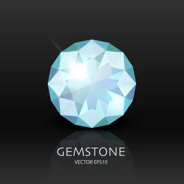 Vector Banner with 3d Realistic Blue Transparent Gemstone, Diamond, Crystal Stock Illustration
