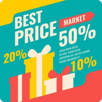 Vector banner best price in flat design, retro style. Stock Illustration