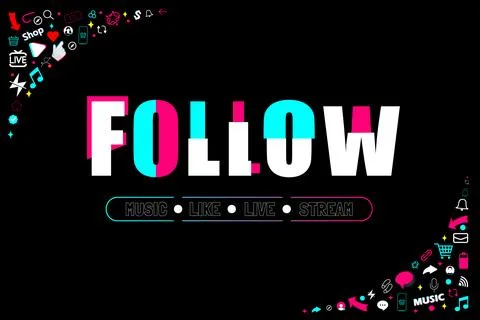 Vector banner on a black background in social media style. Follow イラスト素材