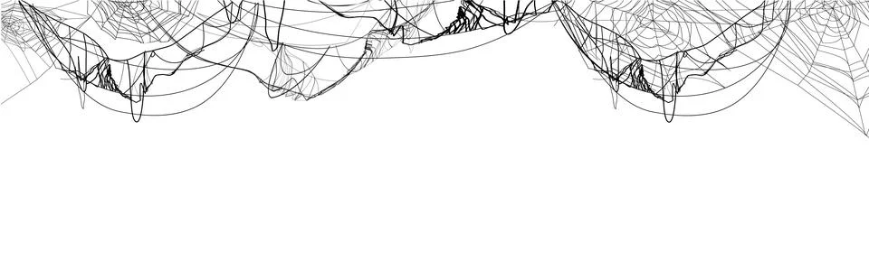 Vector banner with black spider web frame on top border on white isolated Stock Illustration