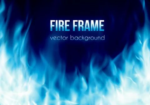 Vector banner with blue color burning fire frame イラスト素材
