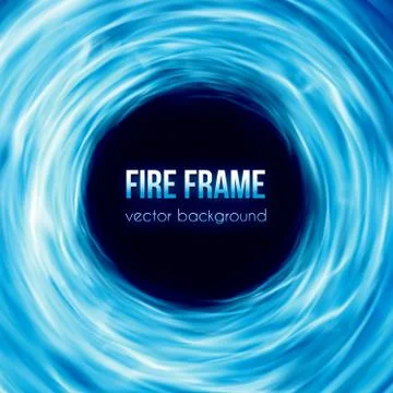 Vector banner with blue color burning fire frame Stock Illustration