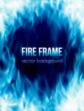 Vector banner with blue color burning fire frame イラスト素材