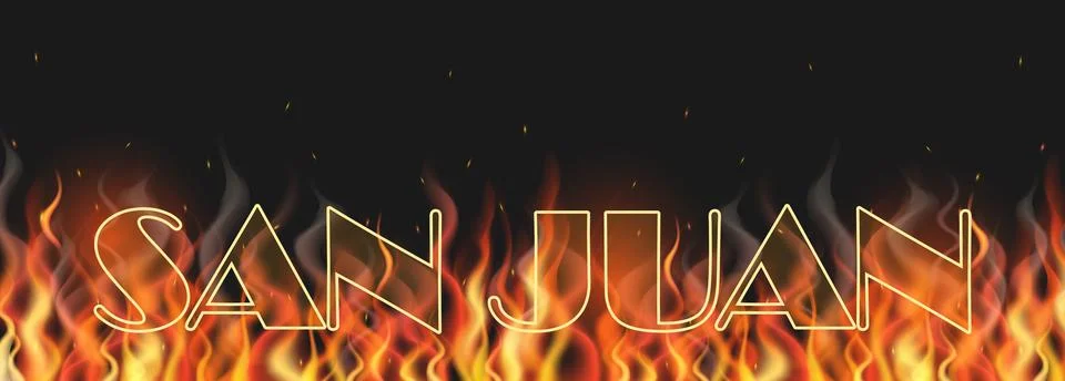 Vector banner with burning flame and fire and quote San Juan Illustrazione stock
