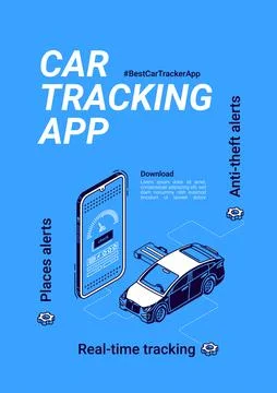 Vector banner of car tracker app for smartphone Stock Illustration