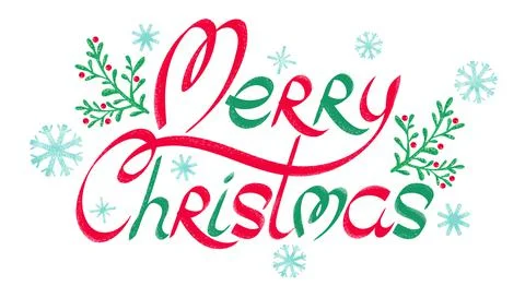 Vector banner for Christmas with hand drawing lettering and plants. Stock Illustration