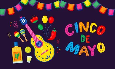 Vector banner for Cinco De Mayo celebration background. Stock Illustration