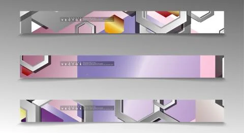 Vector Banner collection for advertisements. abstract background with hexagon Stock Illustration