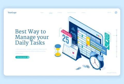 Vector banner of daily tasks management 스톡 일러스트