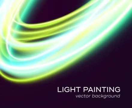 Vector banner design with blue-green light curves Stock Illustration