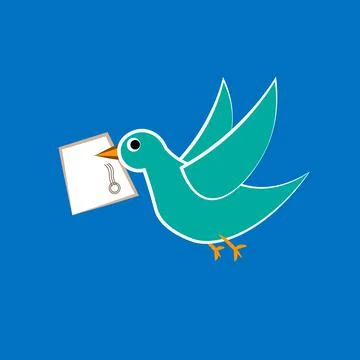 Vector banner with dove, envelope and text mail love. Stock Illustration