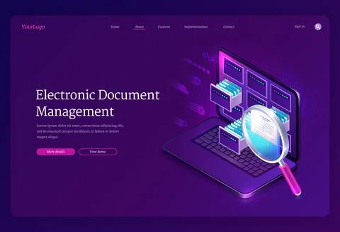 Vector banner of electronic document management Stock Illustration