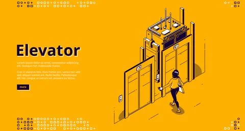 Vector banner of elevator, house or office lift Illustrazione stock