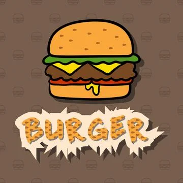 Vector banner in a flat burger style with text and shadows on a pattern bac.. Stock Illustration