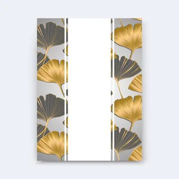 Vector banner flyer design with leaves of ginkgo biloba.Copy Space. Stock Illustration