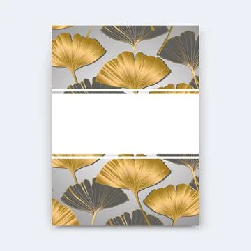 Vector banner flyer design with leaves of ginkgo biloba.Copy Space. Stock Illustration