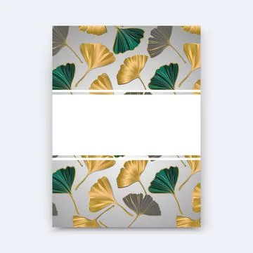 Vector banner flyer design with leaves of ginkgo biloba.Copy Space. Stock Illustration