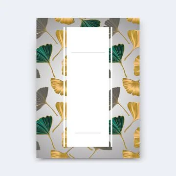 Vector banner flyer design with leaves of ginkgo biloba.Copy Space. Stock Illustration