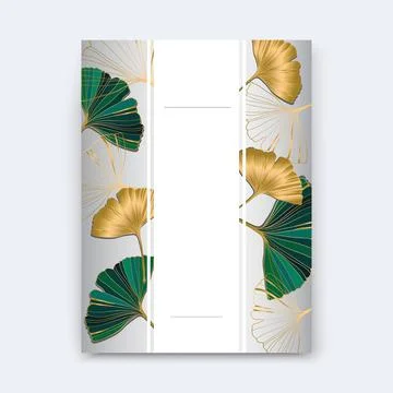 Vector banner flyer design with leaves of ginkgo biloba.Copy Space. Stock Illustration