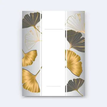 Vector banner flyer design with leaves of ginkgo biloba.Copy Space. Stock Illustration