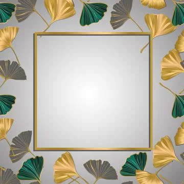Vector banner flyer design with leaves of ginkgo biloba.Copy Space. Stock Illustration