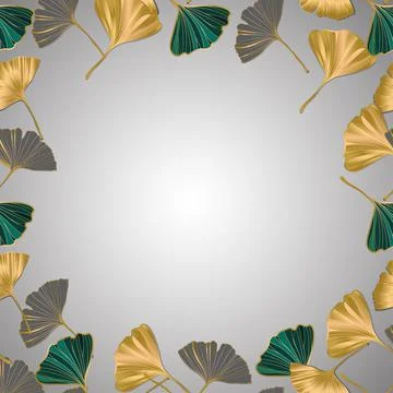 Vector banner flyer design with leaves of ginkgo biloba.Copy Space. Stock Illustration
