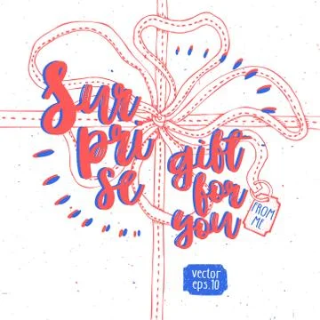 Vector banner with gift box with a firework. Cute illustration of gift box pr Stock Illustration